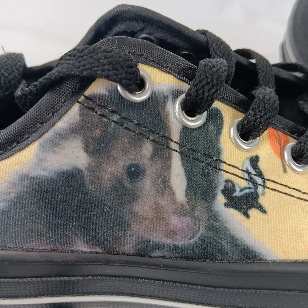 TeeAmazing Skunk Black Low Top Canvas Shoes Kids Size 3 Youth New Sneakers Laced